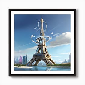 Paris In Future Time Traveling  Art Print