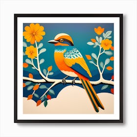 Mexican Muralism, Bird On a Branch, folk art, 139 Art Print