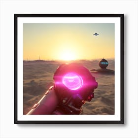 Spaceship In The Desert Art Print