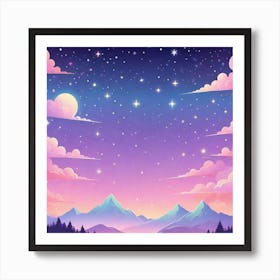 Sky With Twinkling Stars In Pastel Colors Square Composition 227 Art Print
