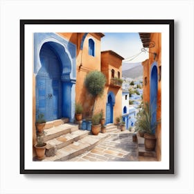 Chefchaouen Watercolor Art Print