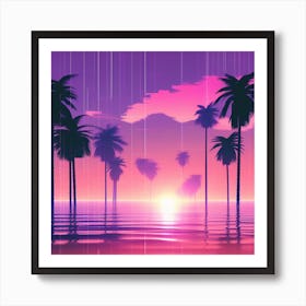 Sunset Palm Trees Art Print