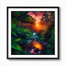 Sunset In The Jungle 3 Art Print