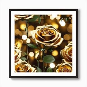 Gold Roses Background Art Print