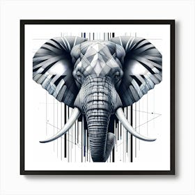 Elephant Bull - Abstract Line Art Illustration 278 Art Print