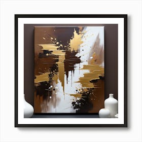 Lienzo Compose Marron Abstracto Art Print