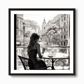 Girl In A Cafe Art Print