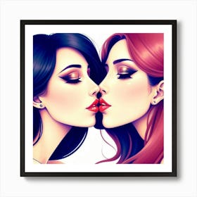 Two Women Kissing 1 Art Print