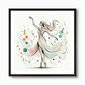 Line Art Salsa Dancer 7 Art Print