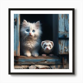 Ferret And Kitten 3 Art Print