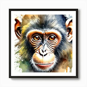 Monkey Watercolor Art Print