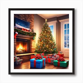 Christmas Tree In The Living Room 98 Art Print
