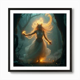 Fairy Girl In The Forest Art Print