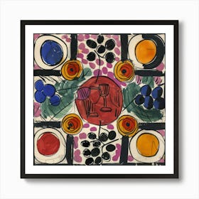 Table With Wine Matisse Style 2 Art Print