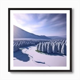 Aerial View Of Snowy Forest 4 Art Print