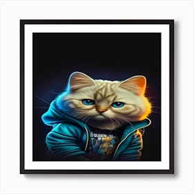 Cat In Hoodie Art Print