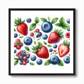 Strawberry and Blueberry 3 Art Print