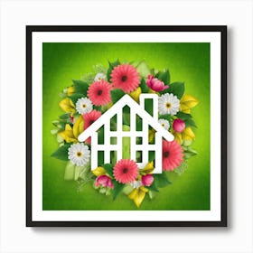 House With Flowers Art Print