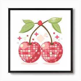 Cherries With Disco Ball Art Print