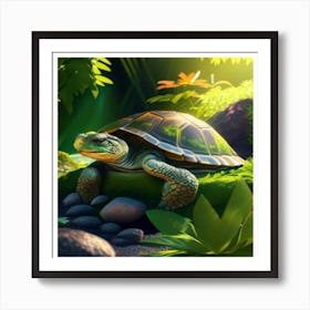 Turtle In The Forest Art Print