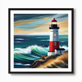Lighthouse By The Sea Art Print