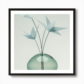 Origami Flowers In Vase Art Print