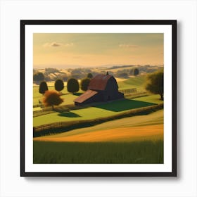 Farm At Sunset Art Print