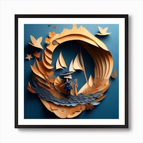 Paper art navy 06 Art Print