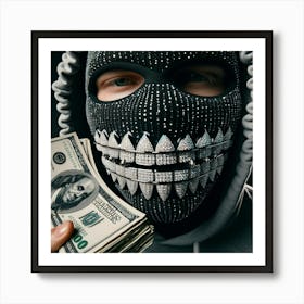 Gangster Holding Money Art Print