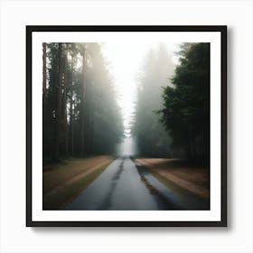 Foggy Forest Road Art Print