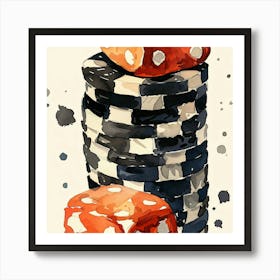 Watercolor Of Poker Chips Art Print