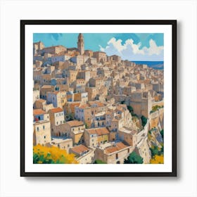 Matera Italy Fauvist Painting Travel Poster Art Print 1 Art Print