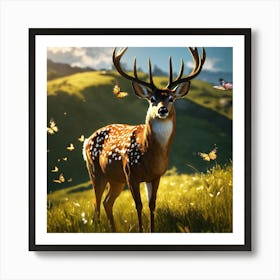 Deer In The Grass Art Print