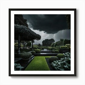 Stormy village Art Print