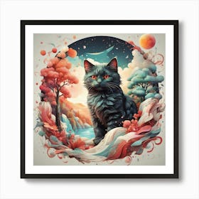 Cat In The Forest Art Print