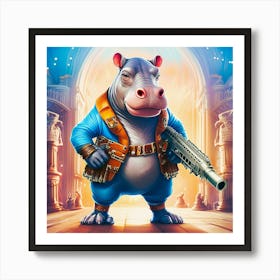 Hippopotamus No 2, Dressed In Steampunk Fashion Art Print