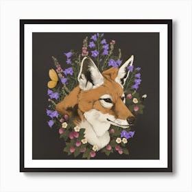 Floral Fox Square Art Print