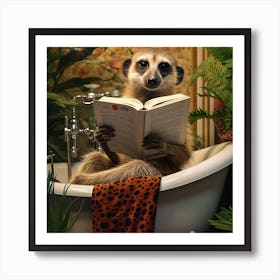 Meerkat In The Bath Reading A Newspaper Póster