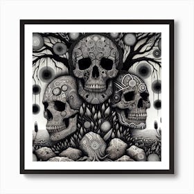 Skulls In The Tree Art Print