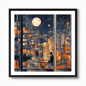 Night In The City vector art Art Print