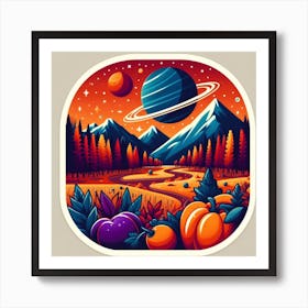 Planets And Pumpkins Art Print