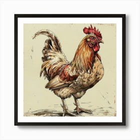 Rooster Chicken Farm Art Print