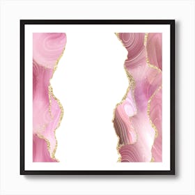 Pink & Gold Glitter Agate Texture 06 Art Print