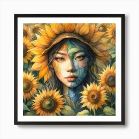 Sunflower Girl 1 Art Print