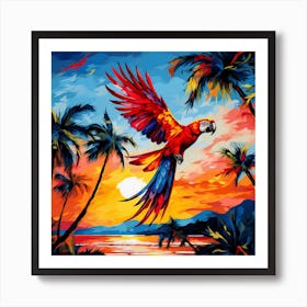 Parrot At Sunset 4 Art Print