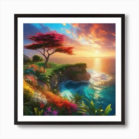 Sunset On The Cliff Art Print