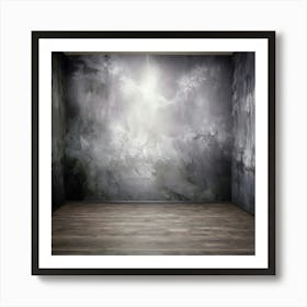 Empty Room With A Grey Wall Art Print