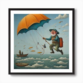 'Flying Fisherman' Art Print