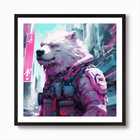 Cyberpunk Wolf Art Print