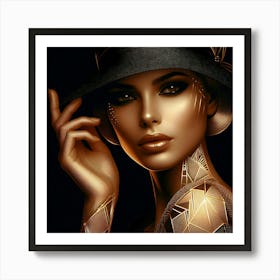 Woman In Hat Art Print